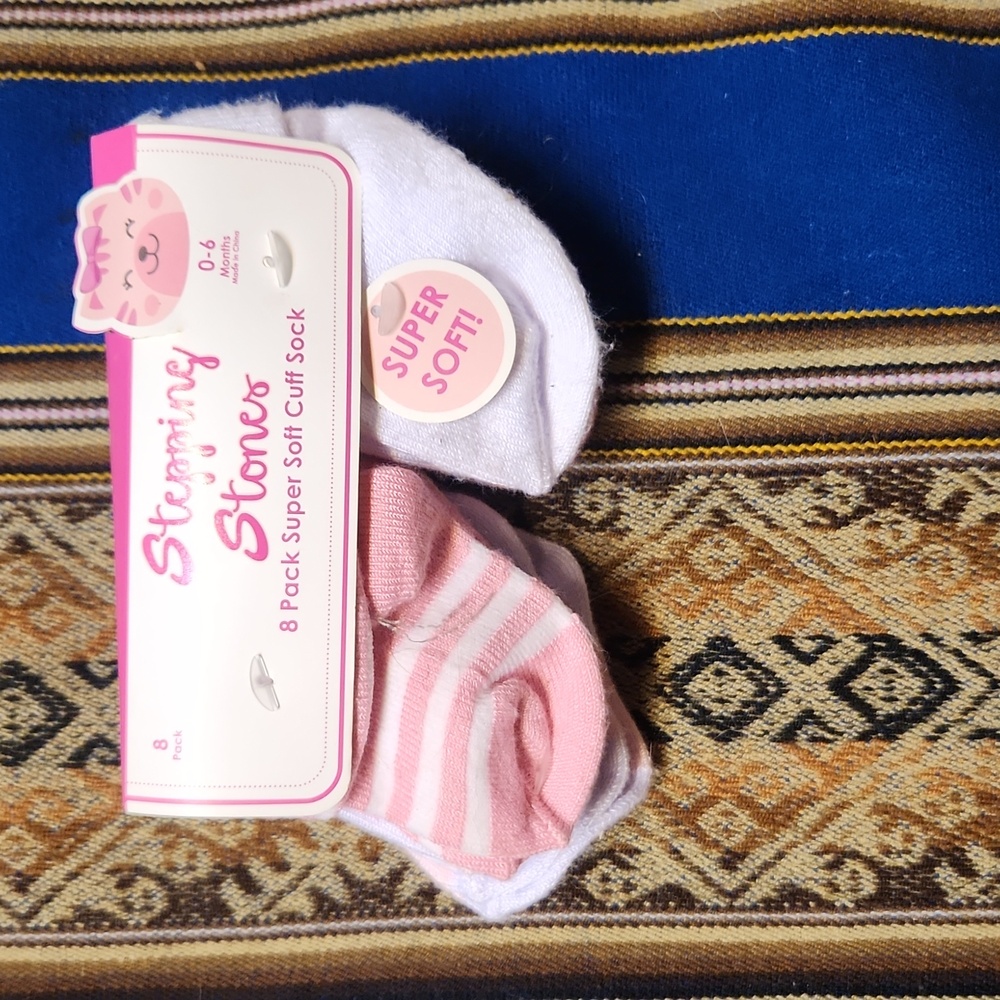 NWT Stepping Stones 8pk Socks 0-6M